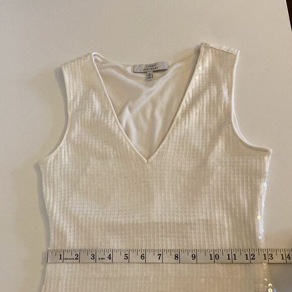 Robert Rodriguez White Sequin Stretch Bodycon Mini Dress Size Small - Picture 11 of 15